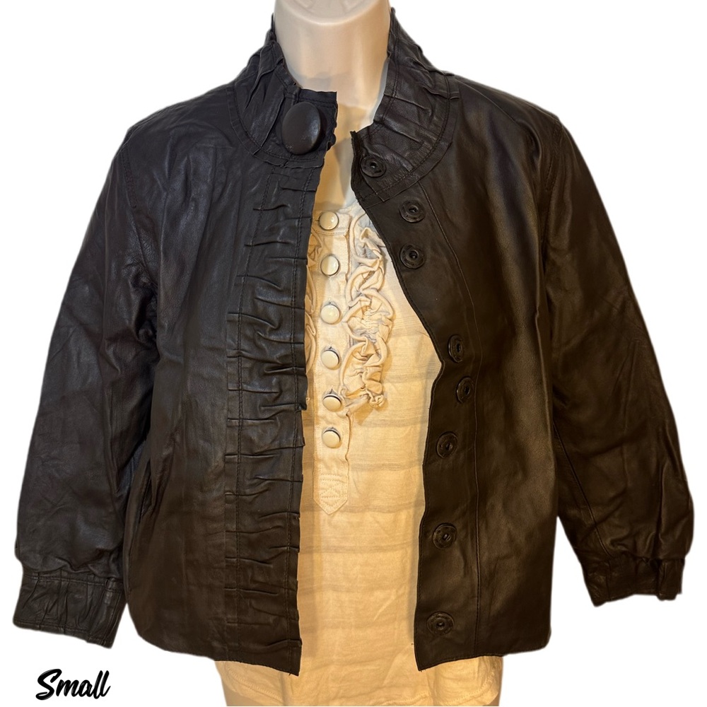 Neiman Marcus Black/ Brown biker leather jacket